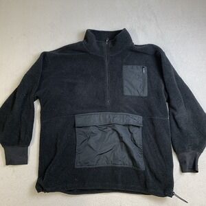 OFFLINE By Aerie Pullover Mens‎ XL 1/2 Zip Sweater Black Front Zip Pockets